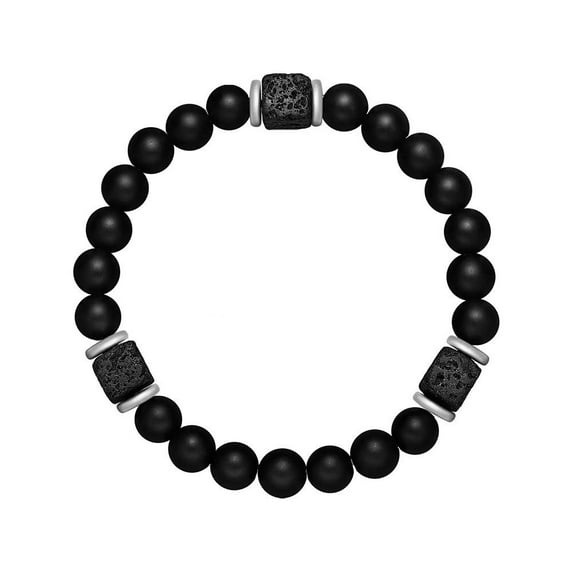 Bla Volcanic Lava Bead Bracelets Natural Stone Rod Strand Shape R8Q0