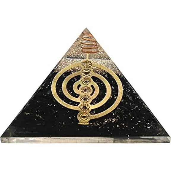 Blacak Toumaline Crystal Orgone Pyramid, Organite Pyramid Reiki - 7 Chakra