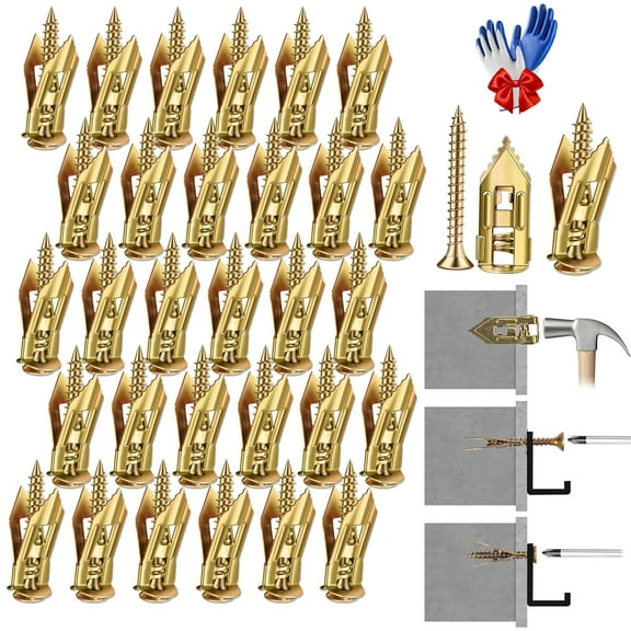 30Sets Self Drilling Drywall Anchors with Screws Kit , Metal Expansion Bolt for Drywall Heavy Duty Hanging, 12x30mm No Pre-Drilling Needed