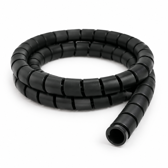 Black 0.75 Inch 50 Feet Heavy Duty Spiral Cable and Hose Protector