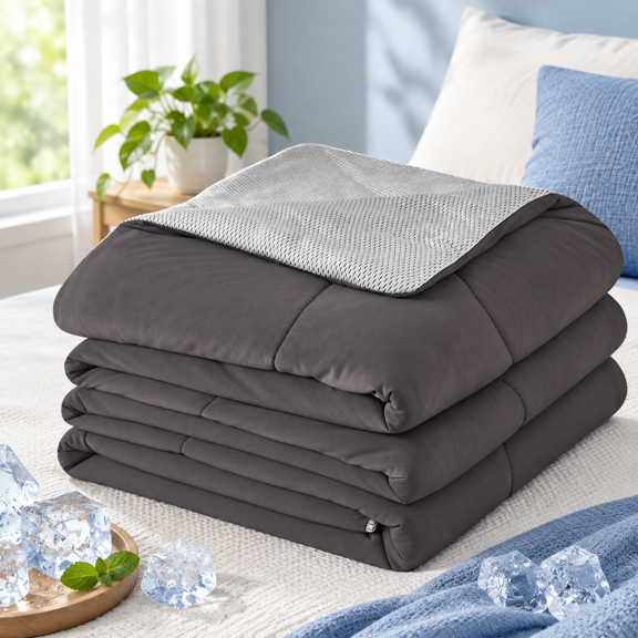 Black 02 Super King 96" x 120" Arc-Chill Cool Summer Comforter for Hot Sleepers