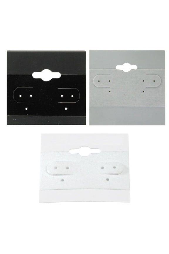 Black 1 1/2" x 1 1/2" Sterling Silver Imprinted Hanging Earring Display Flocked Cards 100-Pcs