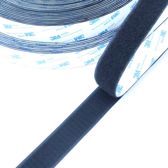 Black 1.2-Inch Heavy Duty Sticky Back Tape 3FT Strong Hook and Loop for Auto Trim & DIY