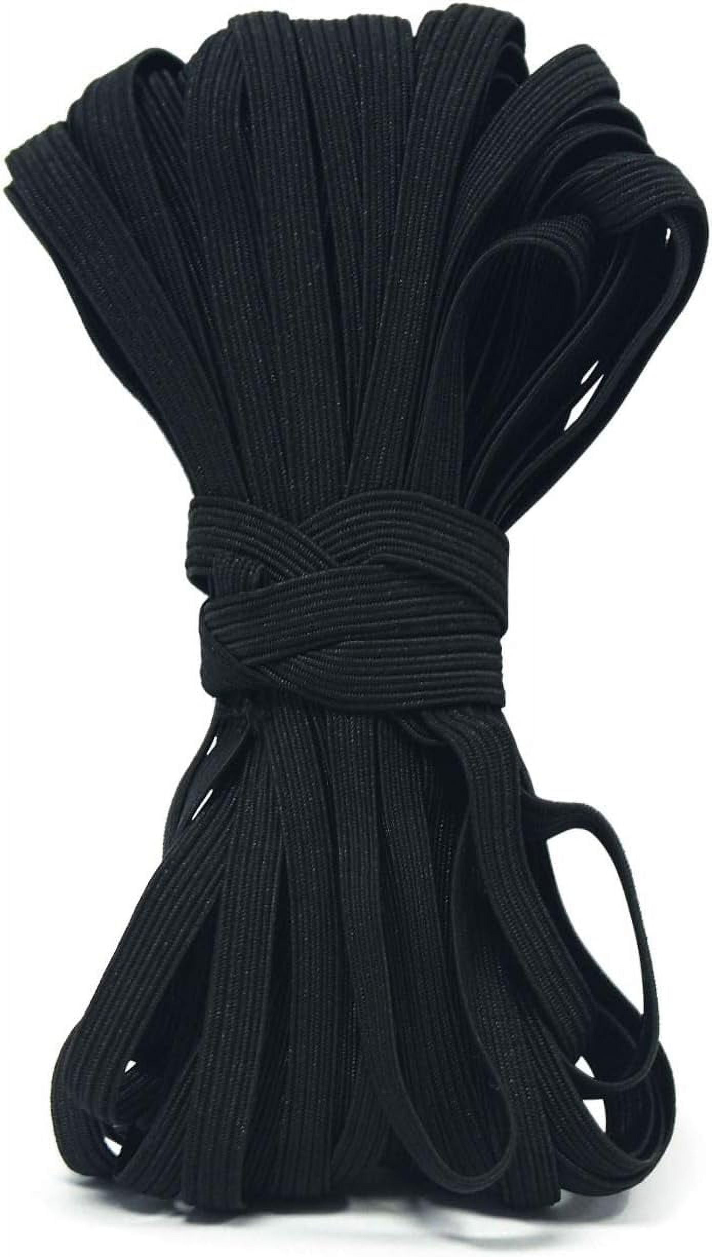 Black 1/4 Inch Width Braided Elastic Band Elastic String Cord Heavy ...