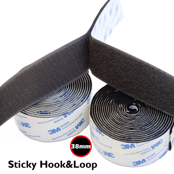 Black 1.5-Inch Heavy Duty Sticky Back Tape 10FT Long Roll Strong Hook and Loop for Auto Trim & DIY