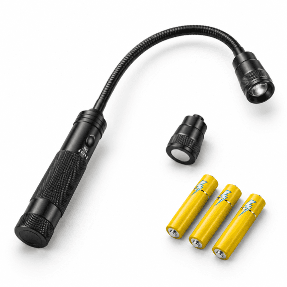 Black 1 500 Lumen Zoomable Work Light with Magnetic Base and Flexible Gooseneck