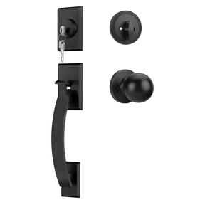 Black 1 Deadbolt Set Front Door Handle