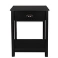 Black 1-Drawer Nightstand End Table with Storage, Compact Bedside Table ...