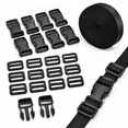 Black 1 Inch Plastic Buckle Straps Set with Nylon Webbing for Luggage ...
