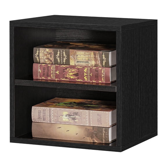 Black 1 Layer Cube Modular Cubby Storage System Stackable Shelves for Home Books and Clothes