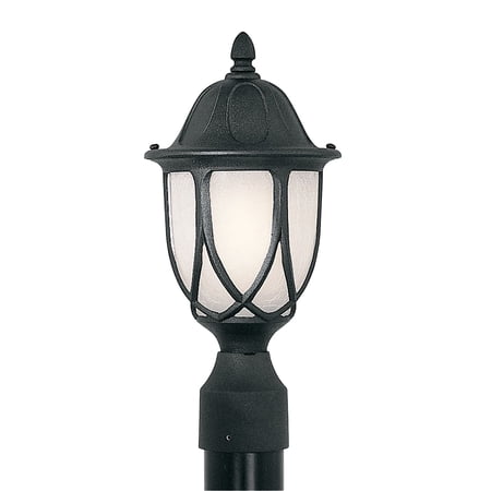Black 1 Light 9in. Cast Aluminum Post Lantern from the Capella Collection