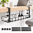 Black 1 Pack Under Desk Cable Management Tray No Drill Clamp Organizer ...