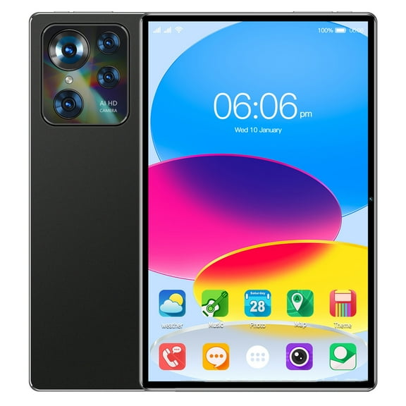 Black 10.1 Inch Android Tablet Pc With Hd Display And Voice Communication For Games Videos And Work