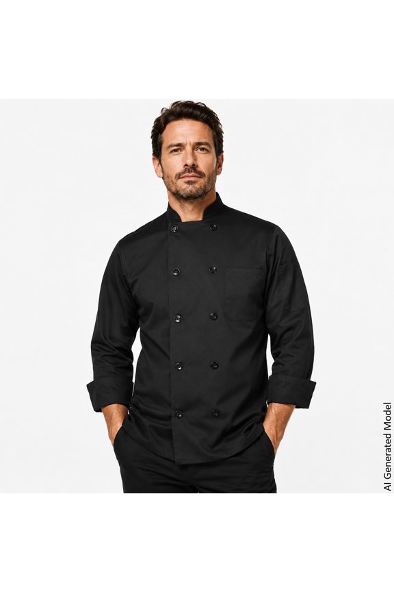 Black 10 Button Chef Coat (Size: S)