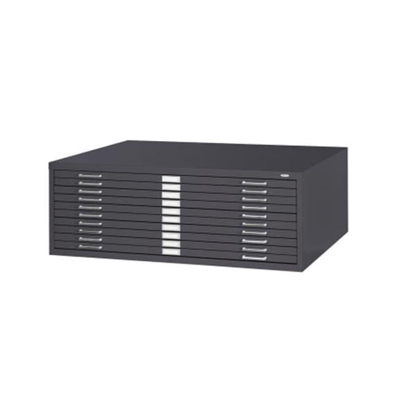 Black 10-Drawer Steel Flat File for 30'' x 42'' Documents