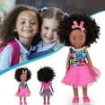 thumbnail image 1 of Black 10 Inch Baby Doll with Curly Hair, 8-Inch Realistic Vinyl Doll, Flexible Joints Role Play Toy, Washable Styled Hair, Developmental Pretend Play Gift for Girls 3+ Years Old, 1 of 9