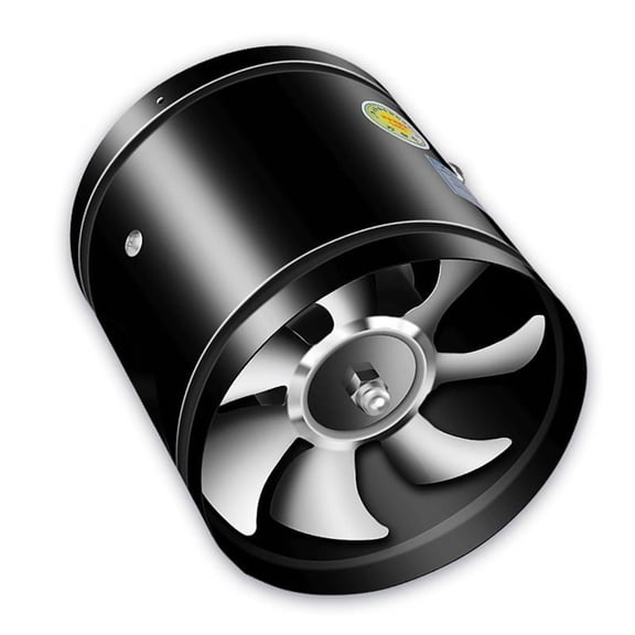Black 10-Inch Exhaust Fan with Copper Motor and Metal Shell, 110V, 50Hz Ceiling Duct Ventilation 2100 m3/h