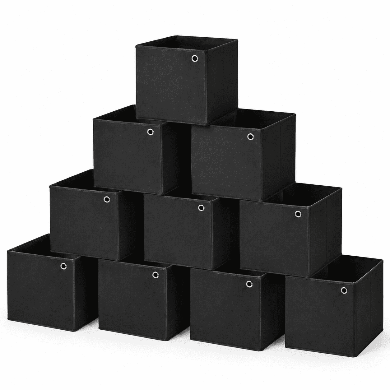 Cubing Language Black 10 Pack Foldable 11 Inch Fabric Cube Storage Baskets With Handles ...