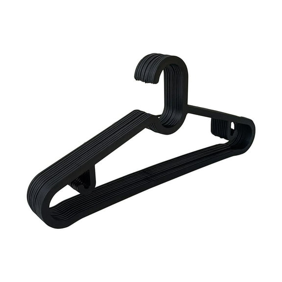 Black 10 Pack Plastic Hangers For Clothes Drying Display Sturdy Multi Use Home Garment Care