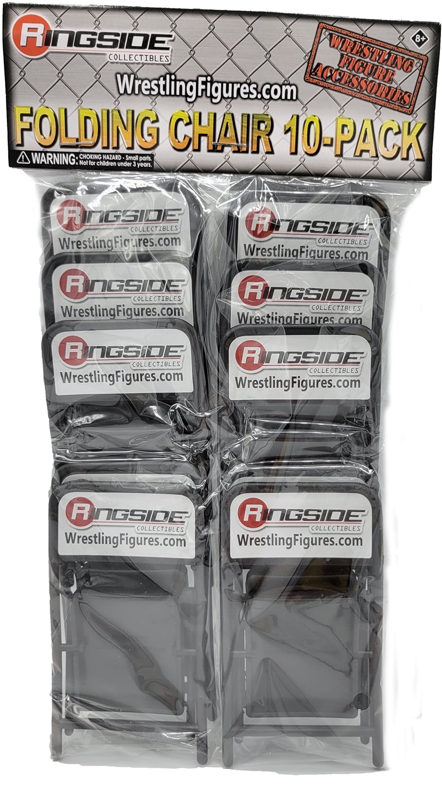 (Black) 10-Pack of Folding Chairs - Ringside Exclusive Ringside Collectibles Wrestling Action Figure Accessories