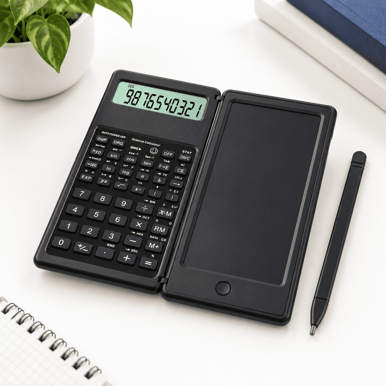 Is Notepad Screen Black 10-digit Large Screen Scientific Calculator with Notepad for ...