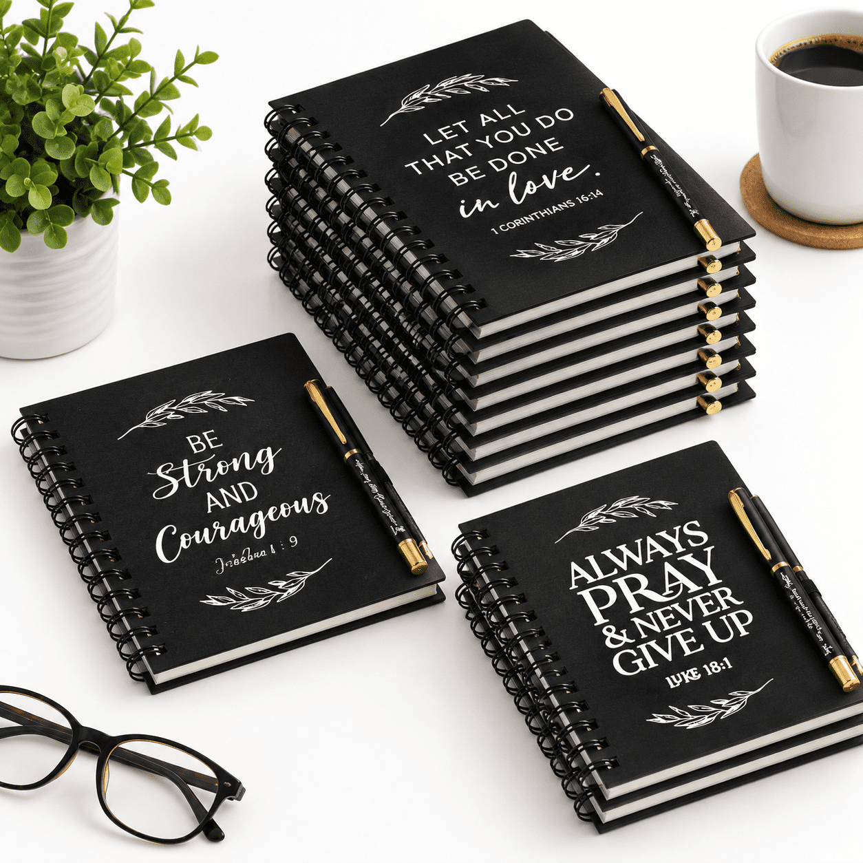Spinner Notebook Black 100 Bulk Spiral Notebook and Pen Set, 50 Notebooks with 50 Pens ...