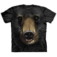 thumbnail image 1 of Black 100% Cotton Black Bear Face Realistic Graphic T-Shirt, 1 of 2