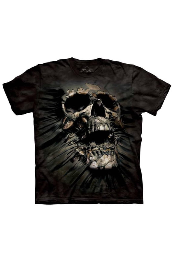 Black 100% Cotton Breakthrough Skull Novelty T-Shirt