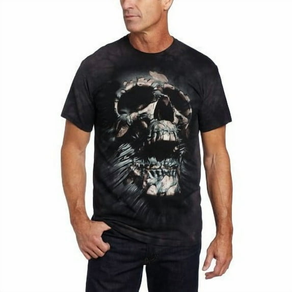 Black 100% Cotton Breakthrough Skull Novelty T-Shirt
