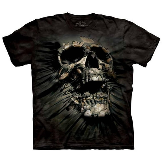Black 100% Cotton Breakthrough Skull Novelty T-Shirt