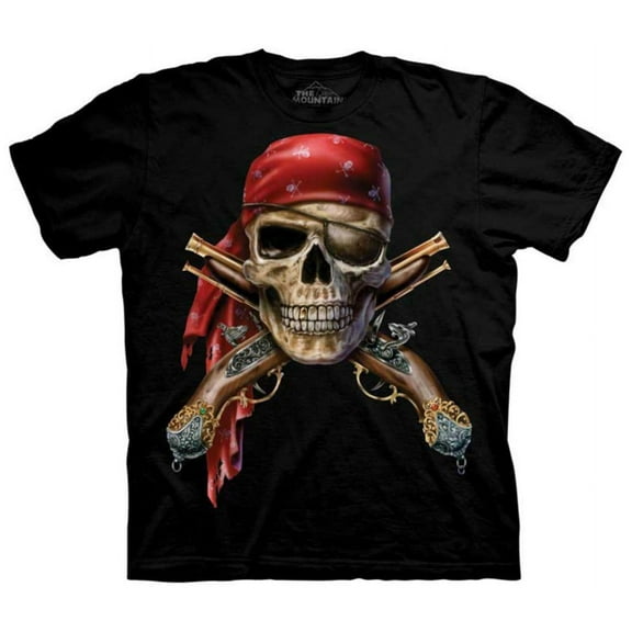 Black 100% Cotton Skull&Cross Muskets Novelty T-Shirt