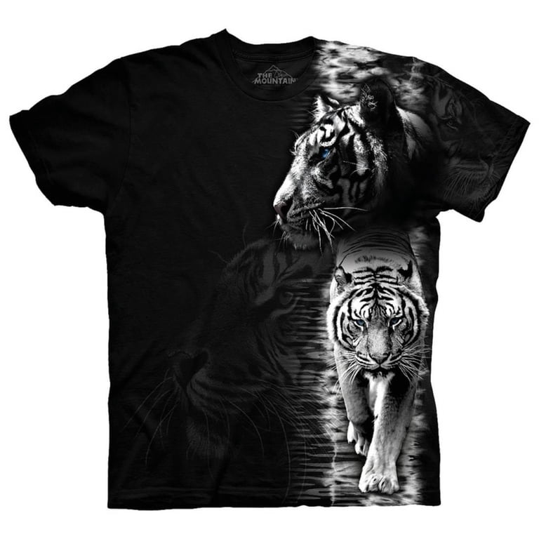 Black 100% Cotton White Tiger Stripe Novelty T-Shirt - Walmart.com
