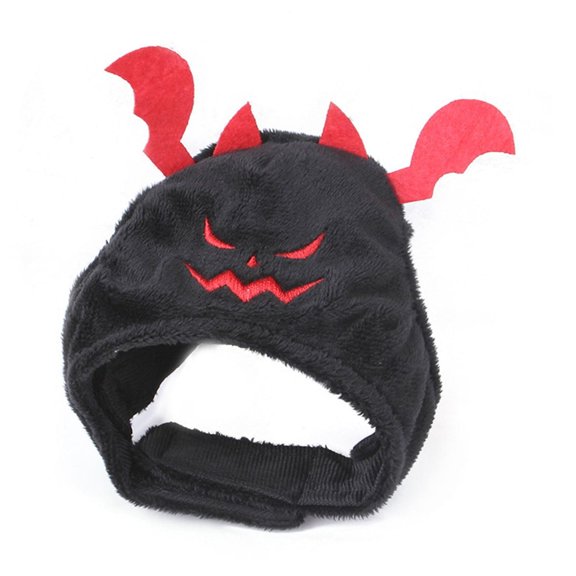Black 100% Polyester Halloween Devil Hat For Cat Dog Adjustable Party Costume Accessory