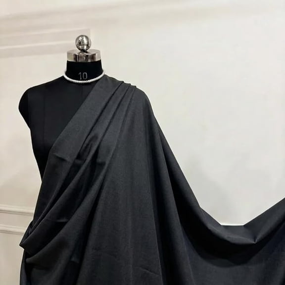 Black 100% Polyester Poplin Fabric by the Yard, 60 Inch Wide Wrinkle-Resistant Medium Weight Material for Apparel, Tablecloths, Crafts and Curtains- Valentina Textiles Inc. (1/2 Yard)