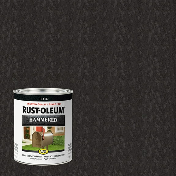 2 Pack, Black(100 VOC), Rust-Oleum Stops Rust Hammered Paint- Quart