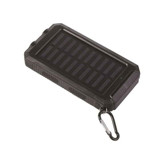 Black 10000Mah Solar Power Bank With 5Ml Capacity, Dual Usb Port For Charging Phones Tablets, Portable Outdoor Emergency Battery Pack With Solar Panel