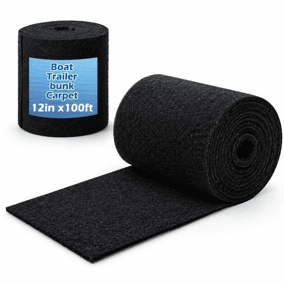 Black 100FT X 12Inch Boat Trailer Bunk Carpet, 25oz Extra Thick Marine Grade