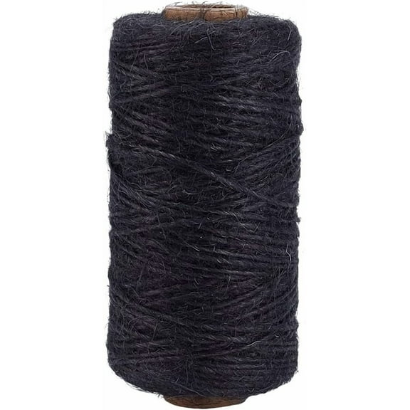 Black 100M/328 Feet Black Jute Cord 1mm Rope Twine Macrame Natural Jute Thin Wrapping Packing Hemp Hanging Roll String Thread for Gardening Home Gift Packing Wrapping Craft Decor Black DIY