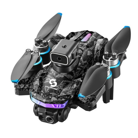 Drone Black Plastic With Screen Remote Control Esc Camera Brushless Motor Obstacle Avoidance Led Lights Storage Card 2.4G Rc Quadcopter Altitude Hold 11X11X3.15In For Users Black