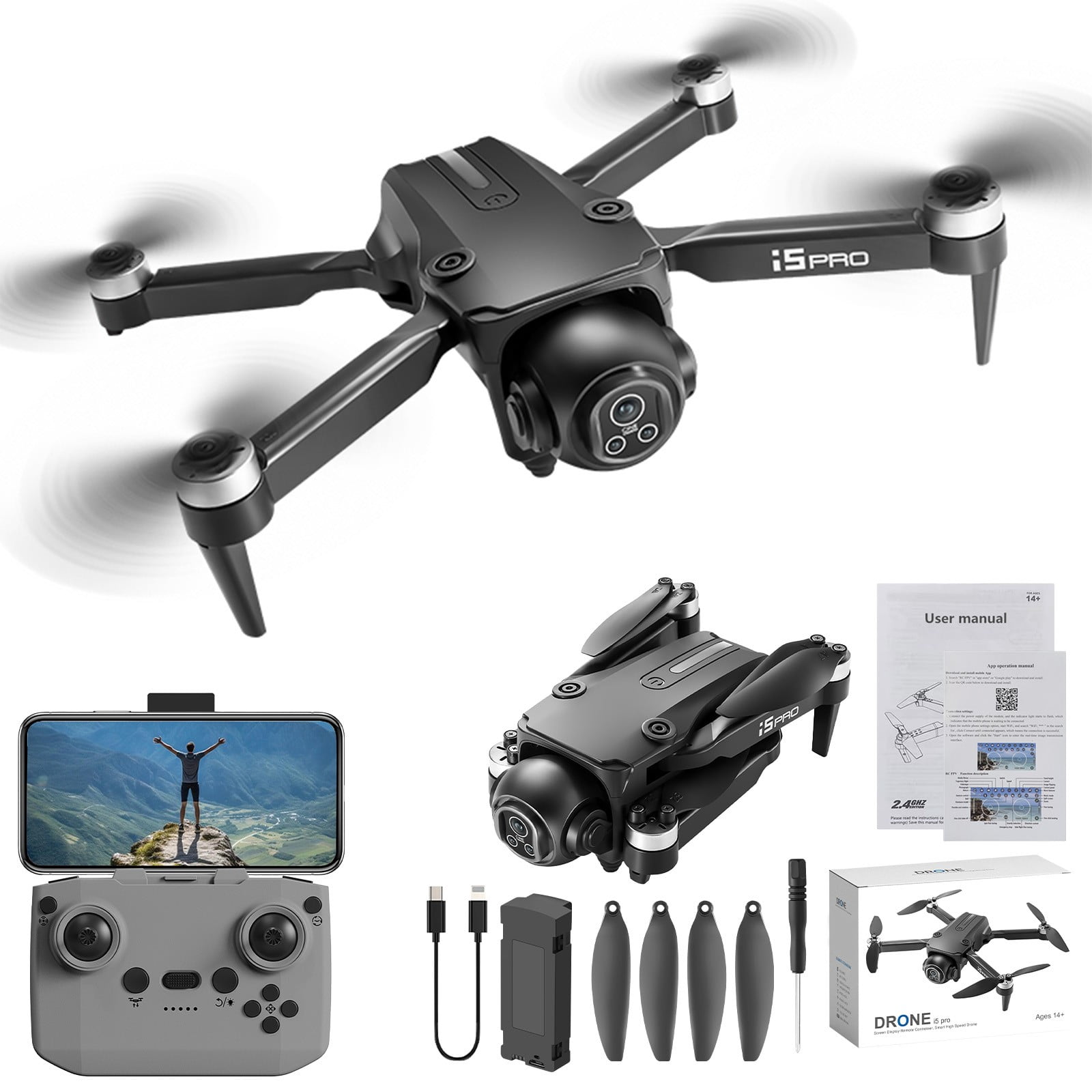 Headless Camera Black 1080P Hd Camera Drone With Brushless Motor Wifi Fpv And Headless ...