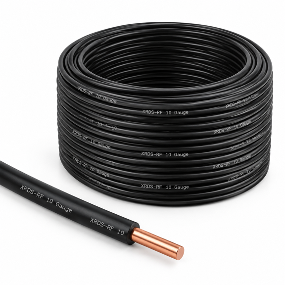 Black 10AWG 100FT Solid Bare Copper THHN Electrical Wire for Indoor Outdoor Wiring