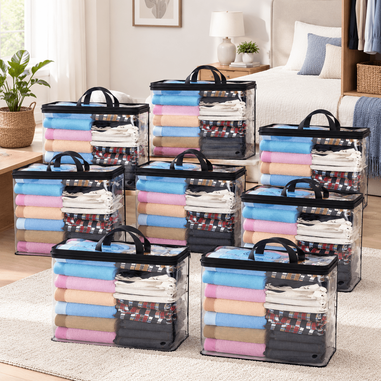 Black 10Pack Under Bed Storage Organizer Bags for Clothes Blankets ...