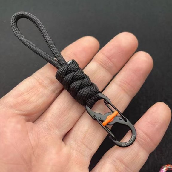 (Black) 10cm Umbrella Rope Anti-theft And Anti-lost 8-shaped Keychain With Lock 8-shaped Lock Portable Outdoor Lanyard Hanging Buckle Hand Rope Buckle