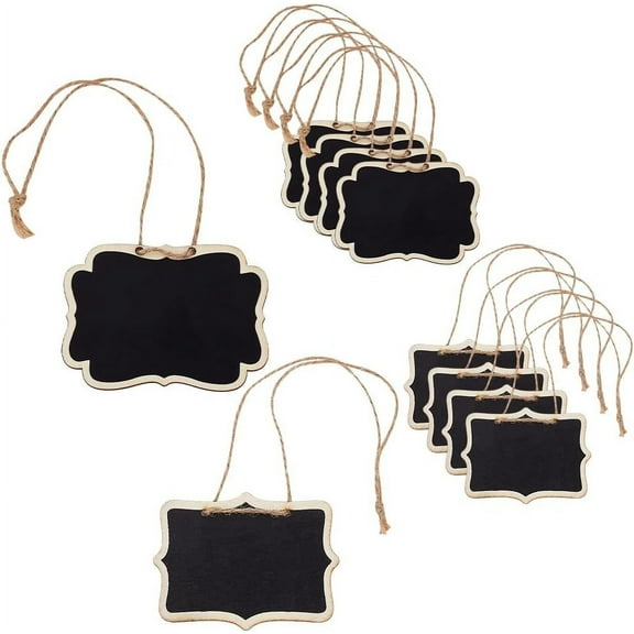 Black 10pcs Blackboard Slate Decanter Tag 2 Styles Mini Wooden Chalkboard Signs Liquor Decanter Labels with Hanging String Message Boards Labels for Wedding Party Wine Bottle Whiskey