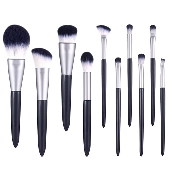 Black 10pcs Makeup Brush Set Super Soft Pointed Handle Eyeshadow Brushes Makeup Tools