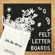 Black 10x10 Felt Letter Board - 300 White Letters in Drawstring Bag - Wood Oak Frame and Soft Felt Board - Message Board for Sharing Life's Moments - Sign Boards with Changeable Letters