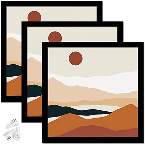 Black 10x10 Picture Frame Set of 3, High Transparent Frame for 10 By 10 Square Photo Collage Canvas Poster Size Wall Mount and Tabletop Horizontally Vertically (Black, 10 x 10 inches)