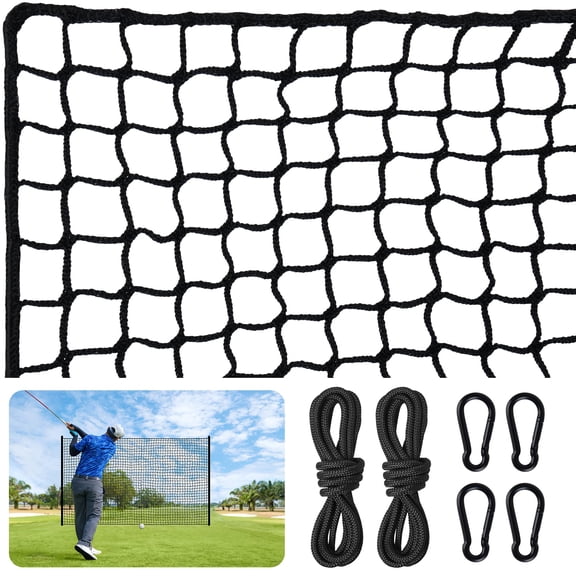 Black 10x10ft Nylon Golf Hitting Net Multi-Sport Practice Barrier