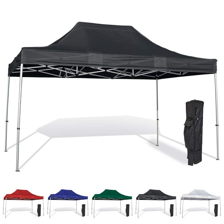 Black 10x15 Pop Up Canopy Tent Durable Aluminum Frame with Water