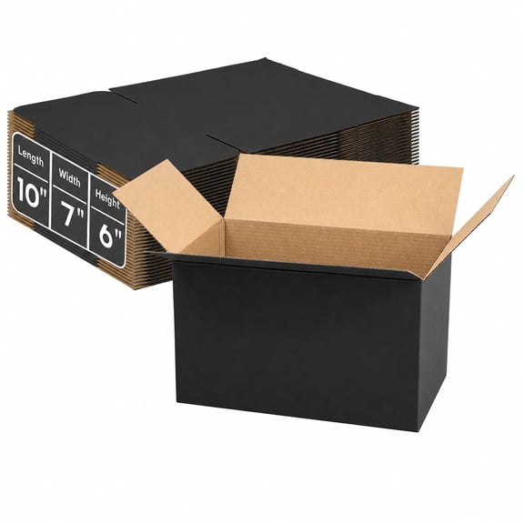Black 10x7x6 Inch Corrugated Cardboard Shipping Boxes